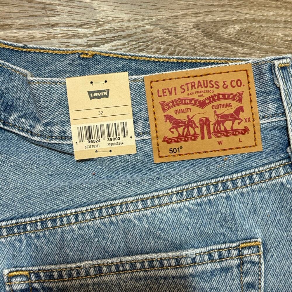 NWT Levi’s 501 Original High Rise Distressed Denim Shorts Size 32 - Picture 13 of 14